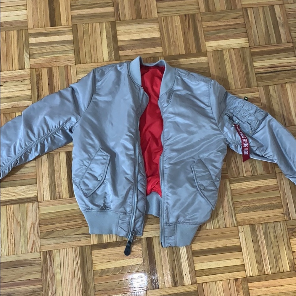 Alpha Industries Bomber Jacket Silver Red